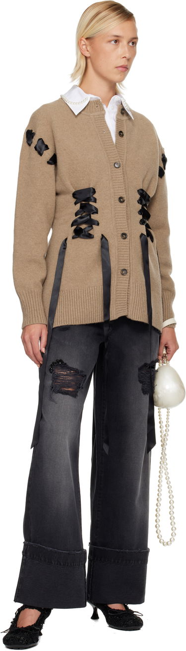 Villapaita Simone Rocha Simone Rocha Sculpted Ribbon Corset Cardigan Beige | LMK8 0660, 3