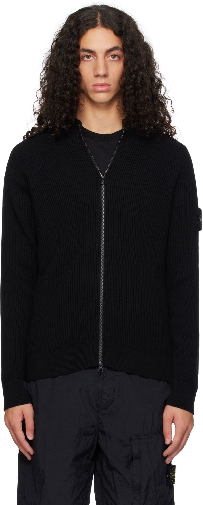 Villapaita Stone Island Full Rib RWS Wool Zip-Up Jacket Musta | 8115519C2