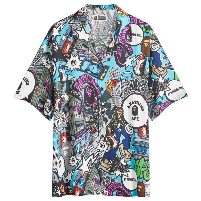 Paita BAPE A Bathing Ape Comic Art Vacation Shirt Monivärinen | 001SRK301304M-WHT