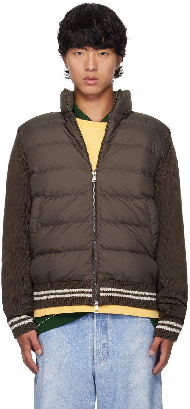 Takki Moncler Brown Paneled Down Cardigan Ruskea | J20919B00001M1509