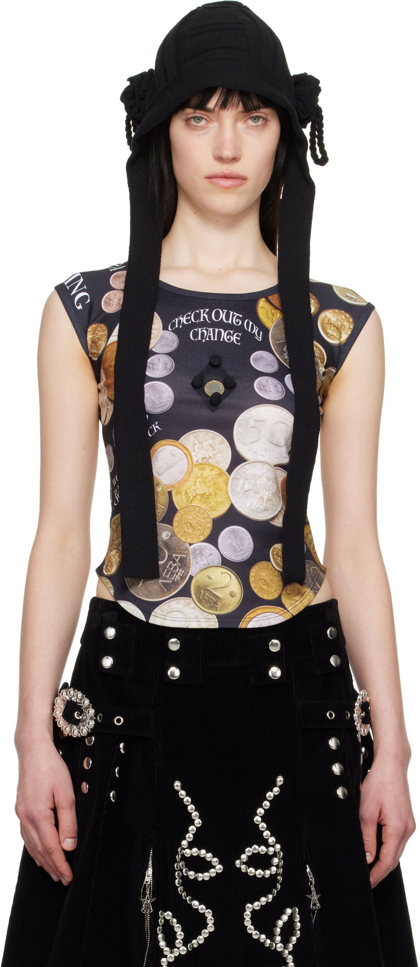 Hame Chopova Lowena Chopova Lowena Angelica Coin Print Short Sleeve Top Musta | 2302