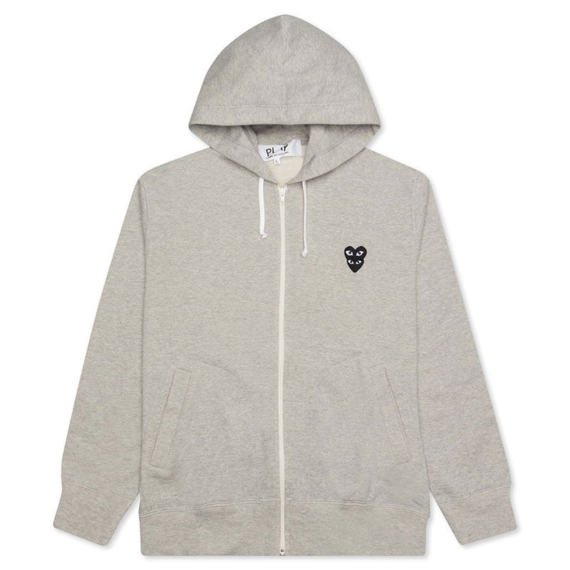 Huppari Comme des Garçons Stacked Heart Zip Hoodie Harmaa | AZ-T302-051-1 / P1T302-1