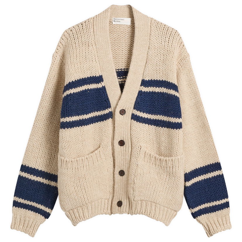 Villapaita Universal Works Universal Works Langdale Chunky Knit Cardigan Beige | 33479-SND