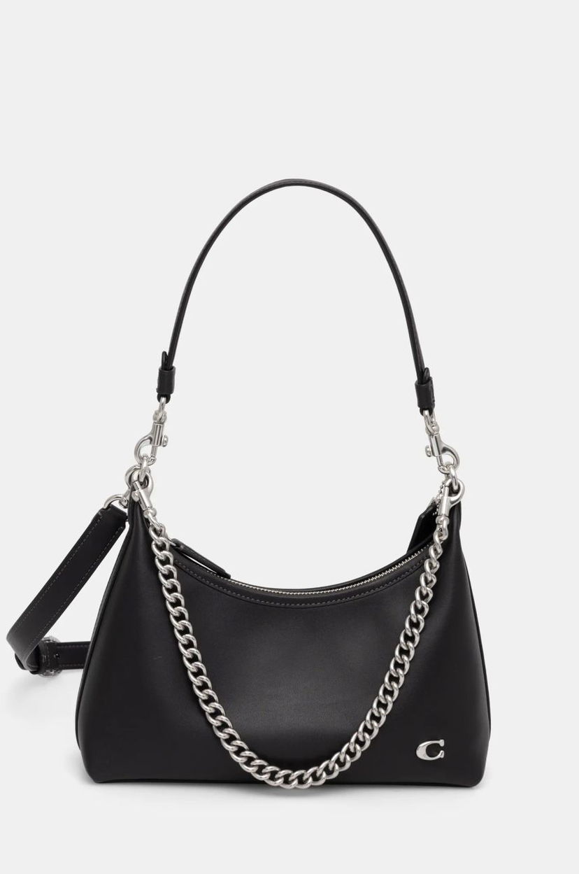 Olkalaukku Coach Leather Shoulder Bag with Chain Strap Musta | CW640