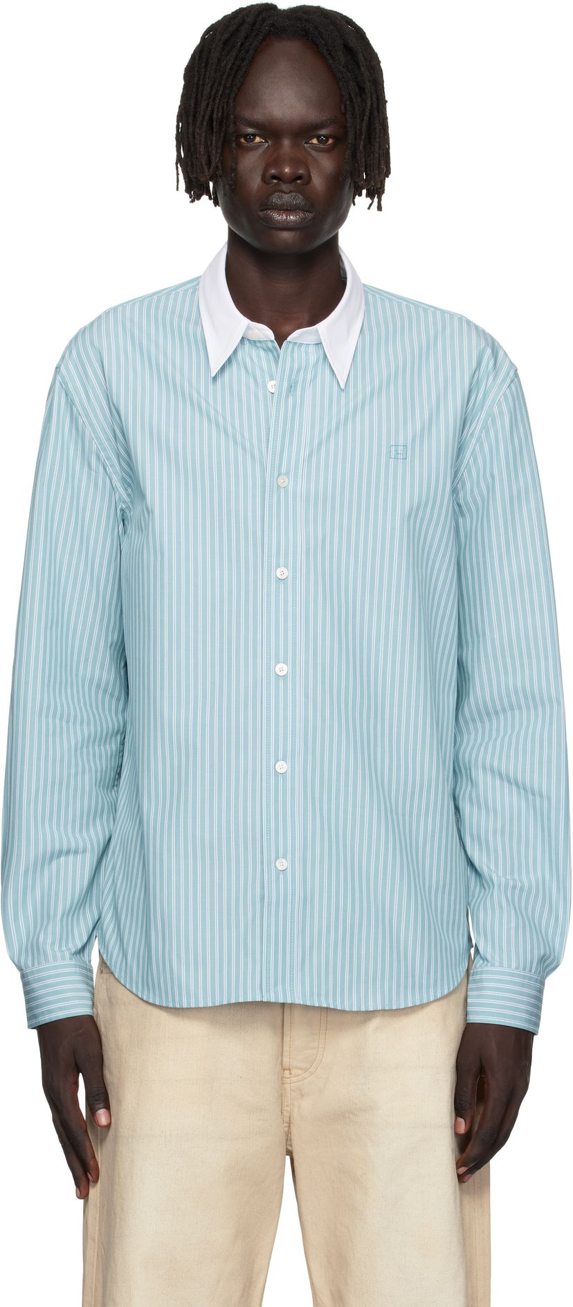 Paita Acne Studios Acne Studios Striped Button-Up Shirt Turkoosi | CB0114-
