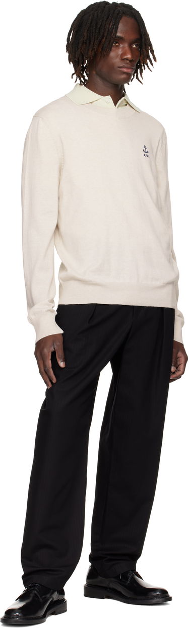 Villapaita A.P.C. A.P.C. Gabin Anchor Logo Knit Sweater Beige | COGDK-H23412, 3