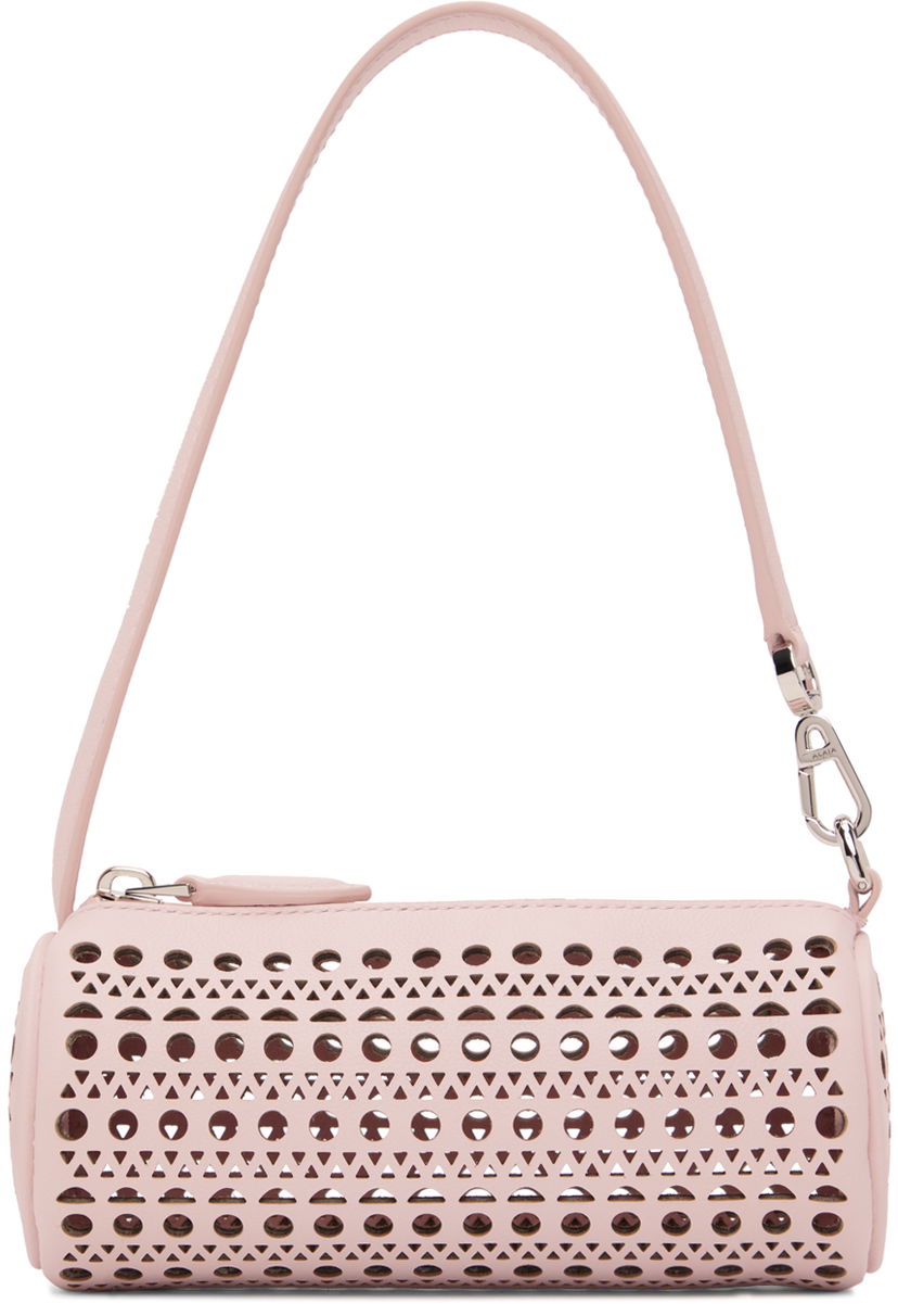Olkalaukku Alaïa Mini Tube Perforated Leather Shoulder Bag Vaaleanpunainen | AA1P042CA262