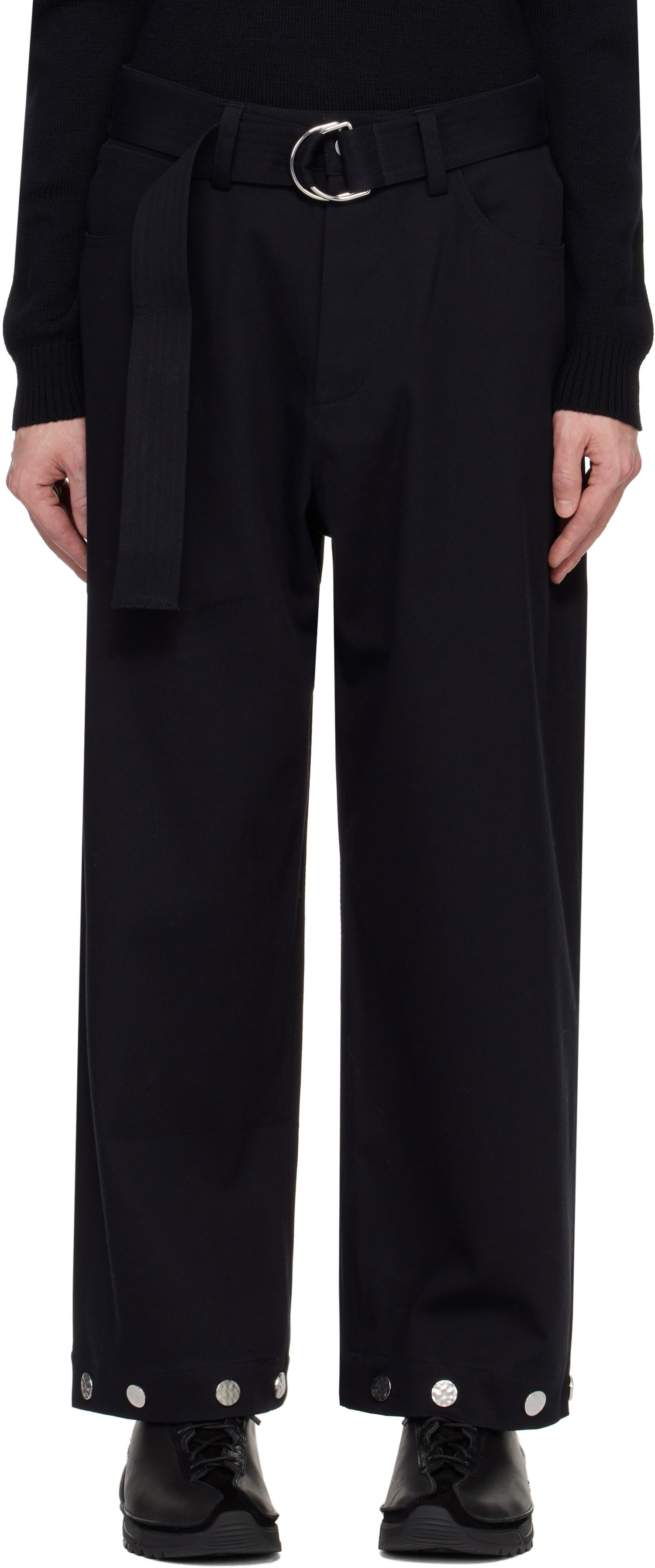 Housut Nanushka Nanushka Dallin Wide-Leg Trousers with D-Ring Belt Musta | NM24FWPA03758, 0
