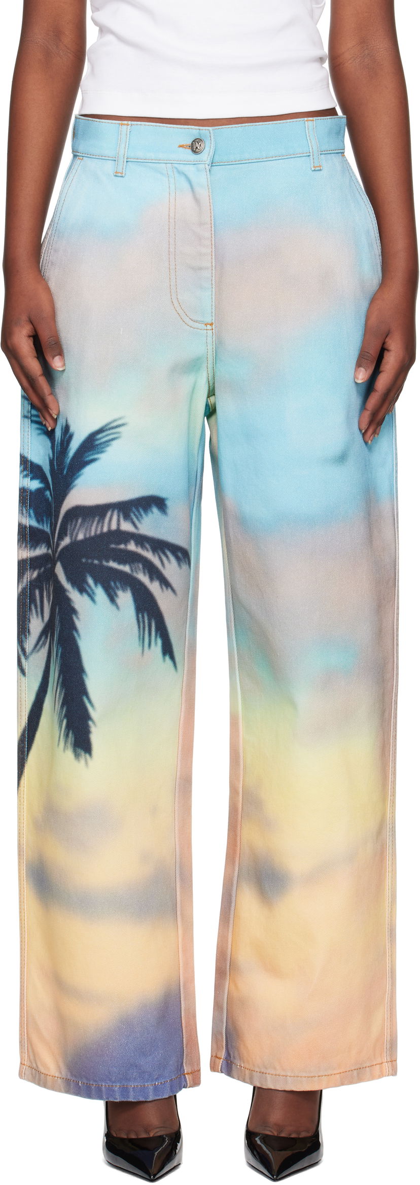 Jeans Palm Angels Palm Angels Sunrise Palm Baggy Jeans Monivärinen | PWYB040S25DEN0018410