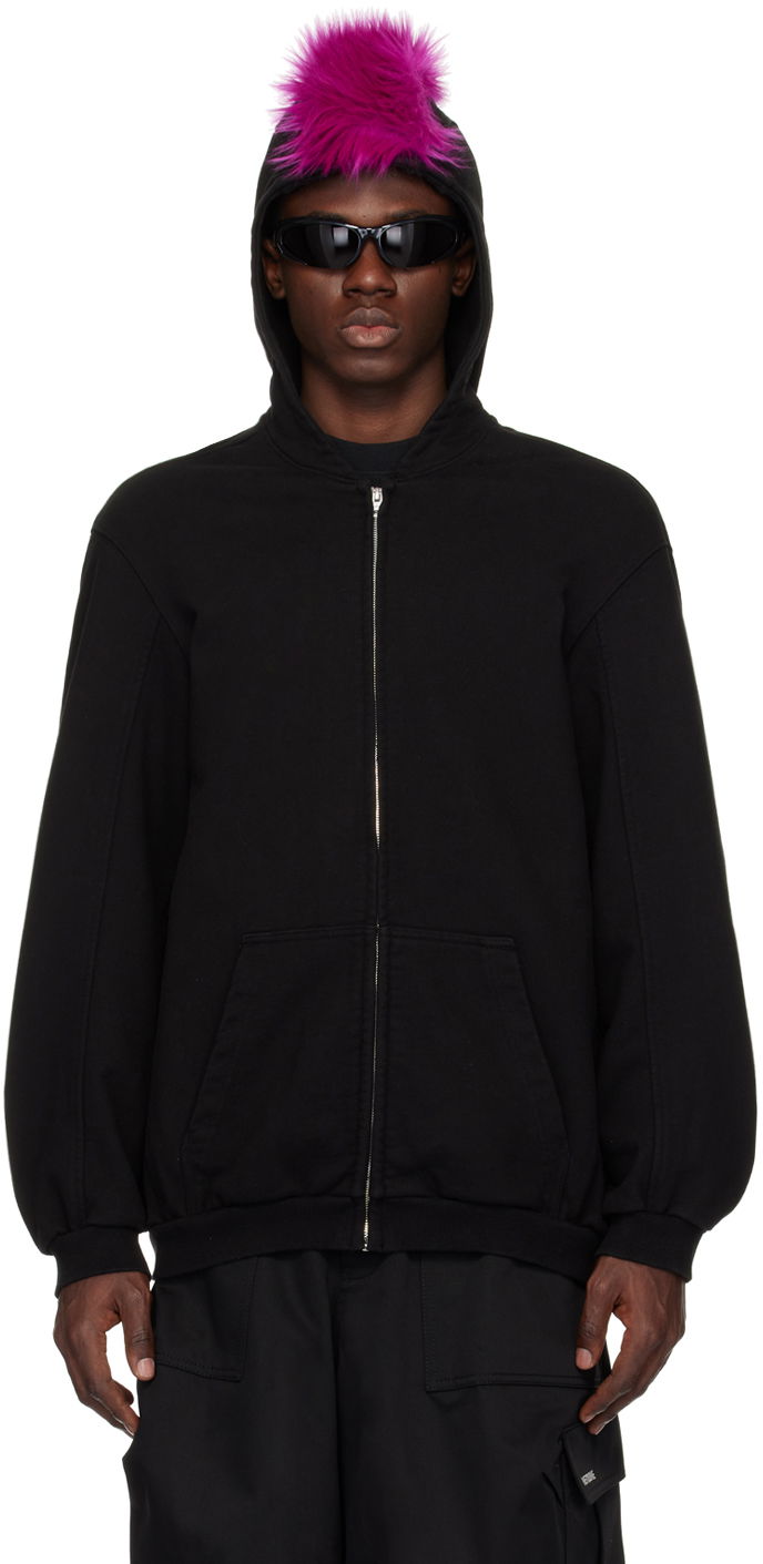 Huppari We11done We11done Zip-Up Faux-Fur Hoodie Musta | WD-TJ1-24-884-U-BK, 0