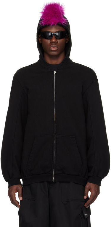 Huppari We11done We11done Zip-Up Faux-Fur Hoodie Musta | WD-TJ1-24-884-U-BK, 0