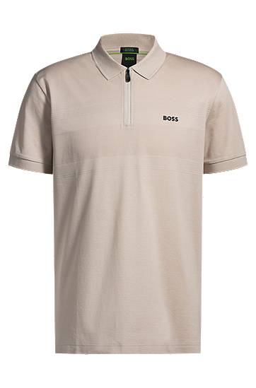 Poolopaita BOSS BOSS Zip Neck Polo Shirt Beige | 50538177