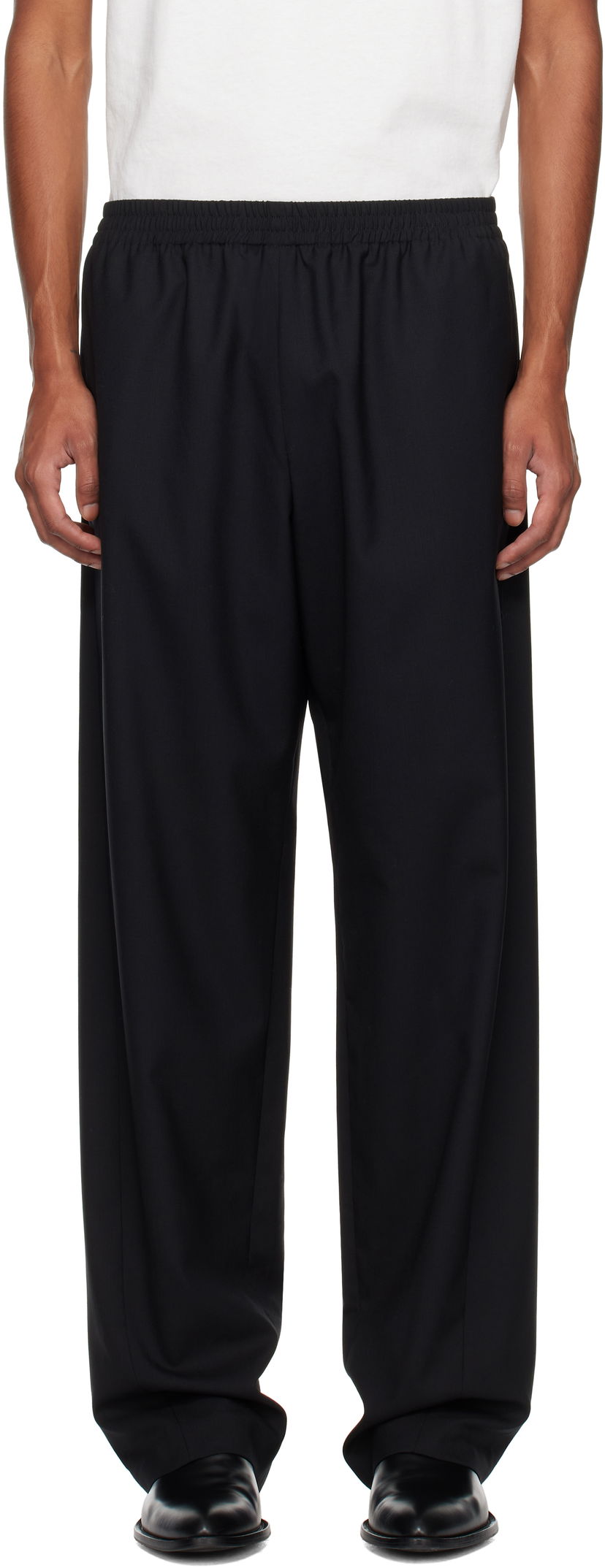 Housut The Row Konan Elastic Waist Trousers Musta | 803-W3464
