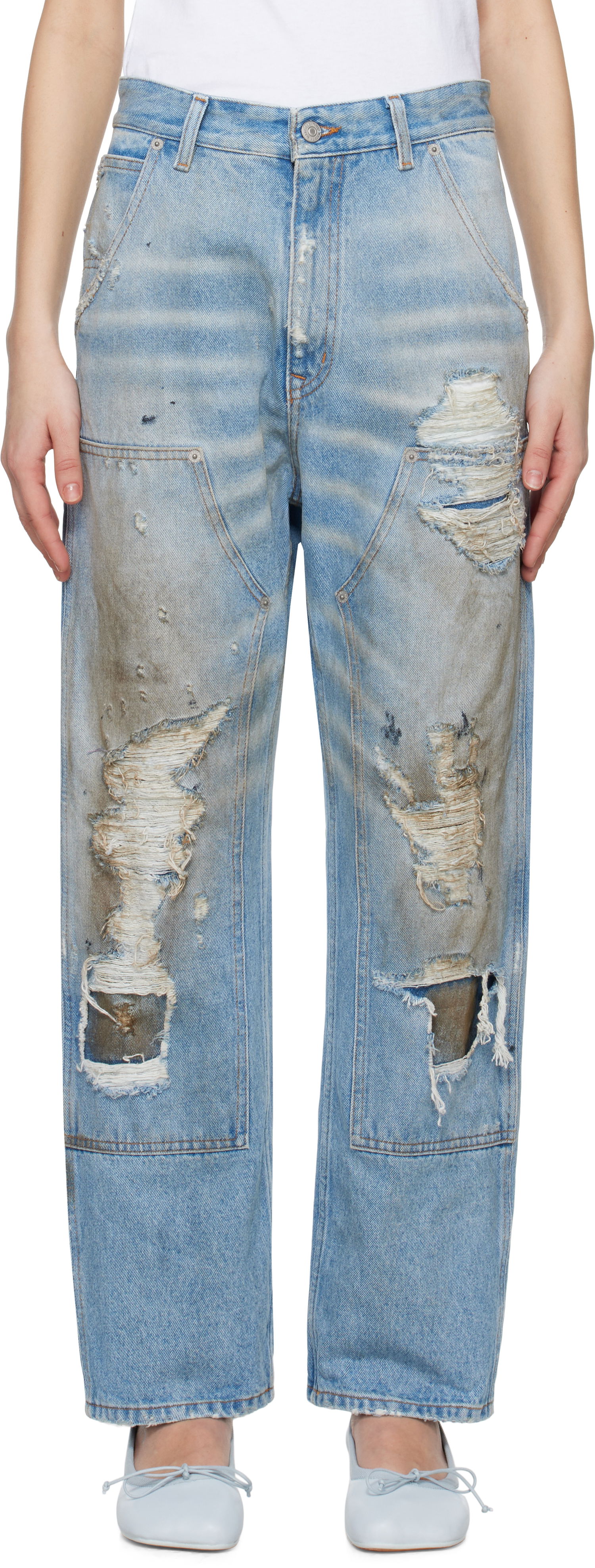 Jeans Maison Margiela MM6 Maison Margiela 5-Pocket Distressed Jeans Sininen | S62LB0183 M30018, 0