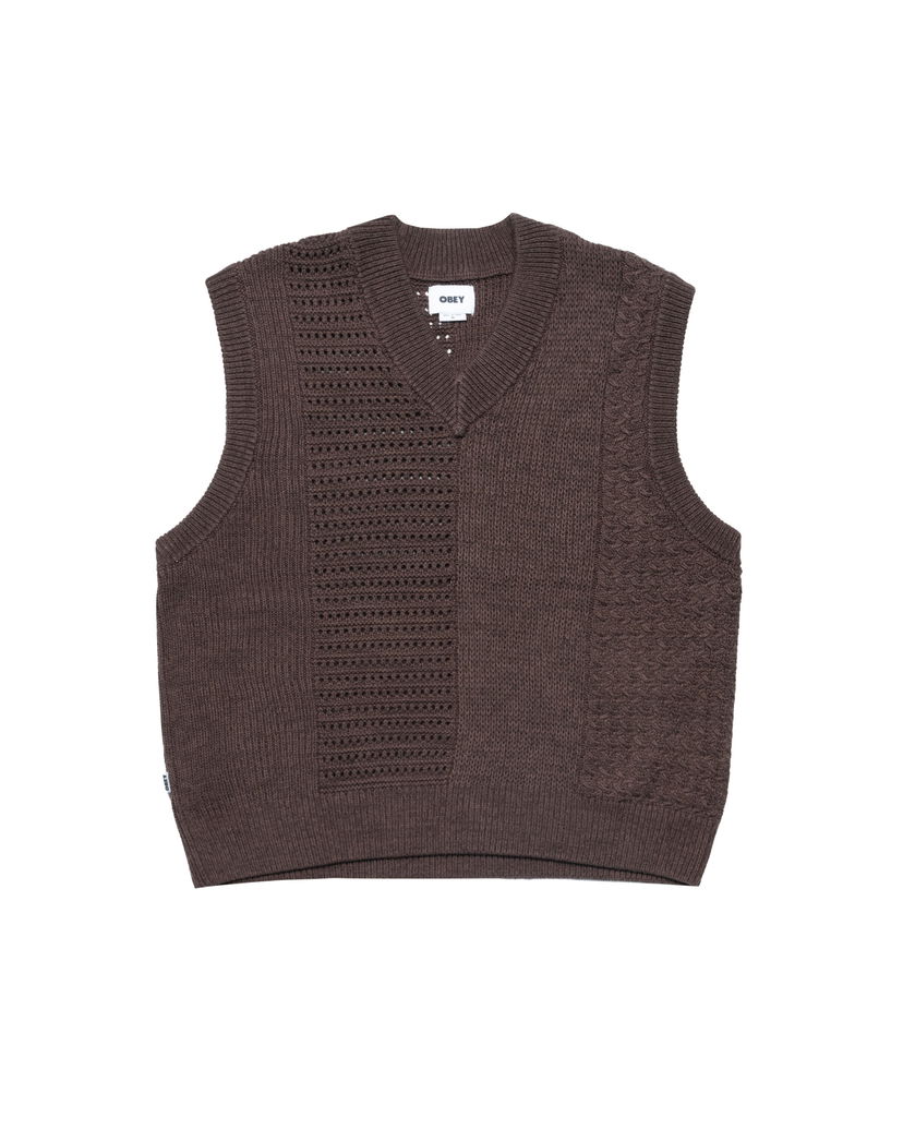 Villapaita OBEY Obey Garret Knitted Sweater Vest Ruskea | 151000097-JVA