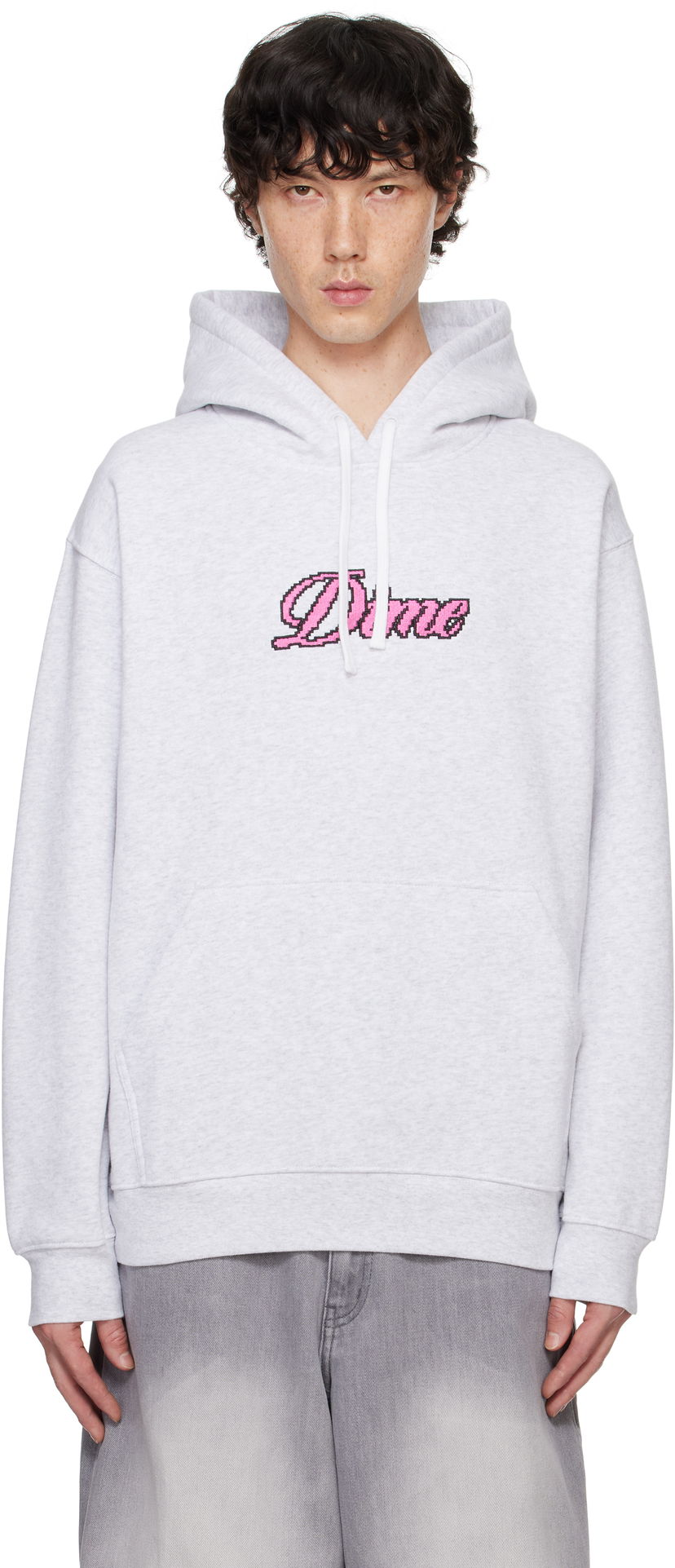 Huppari Dime Gray Pixel Cursive Hoodie Harmaa | DIMEFA2419ASH
