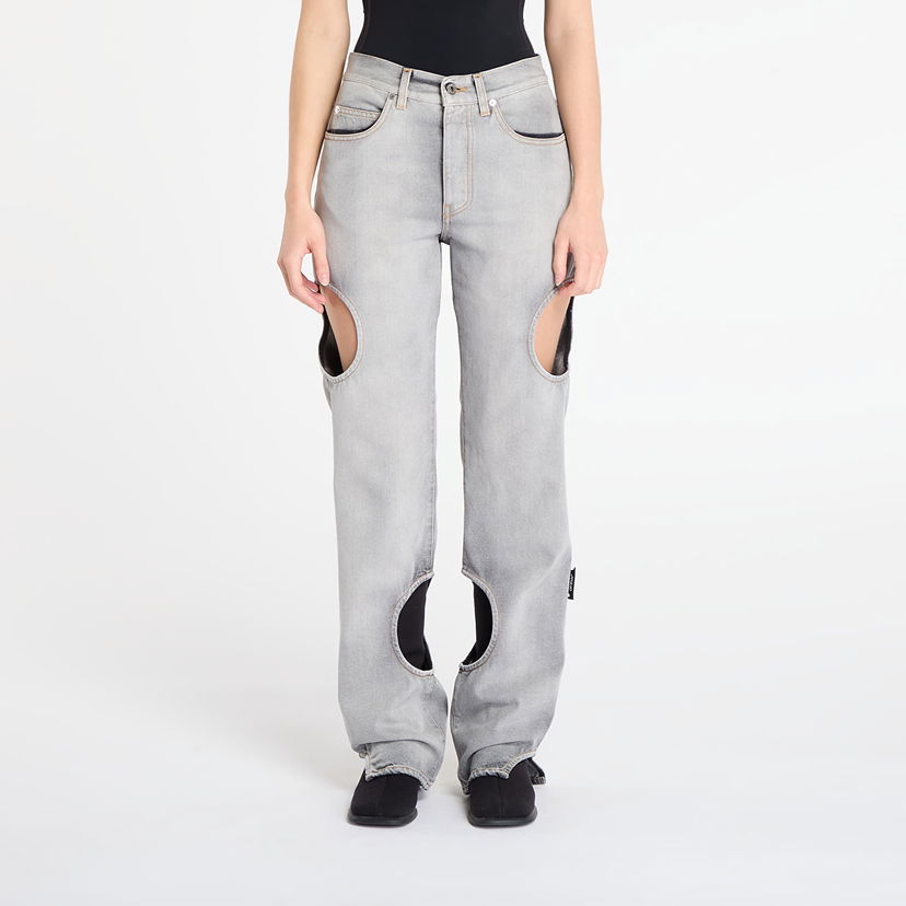 Jeans Off-White Meteor Cut-Out Straight-Leg Denim Pants Harmaa | OWYA06AF25DEN0011200