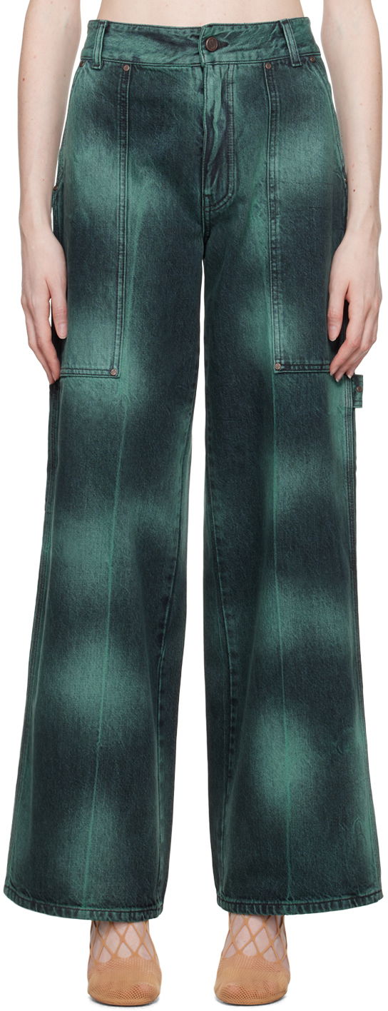 Jeans Stella McCartney Tie-Dye Wide-Leg Jeans Vihreä | 6D01503SPH40