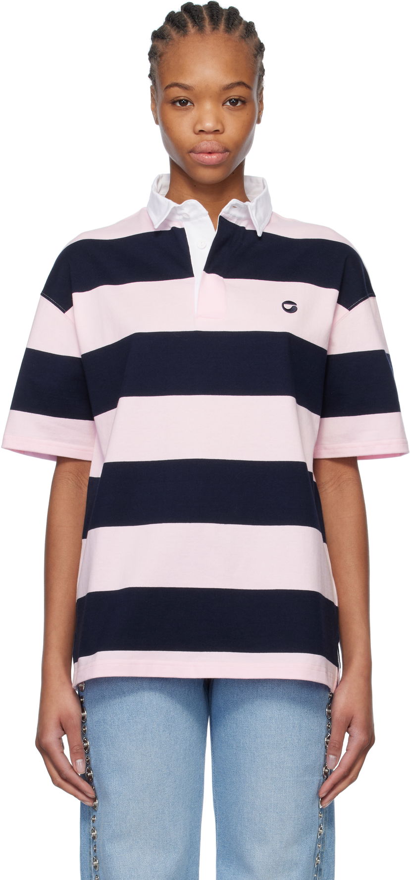 Poolopaita Coperni Coperni Striped Rugby Polo Vaaleanpunainen | COPJS117F5026