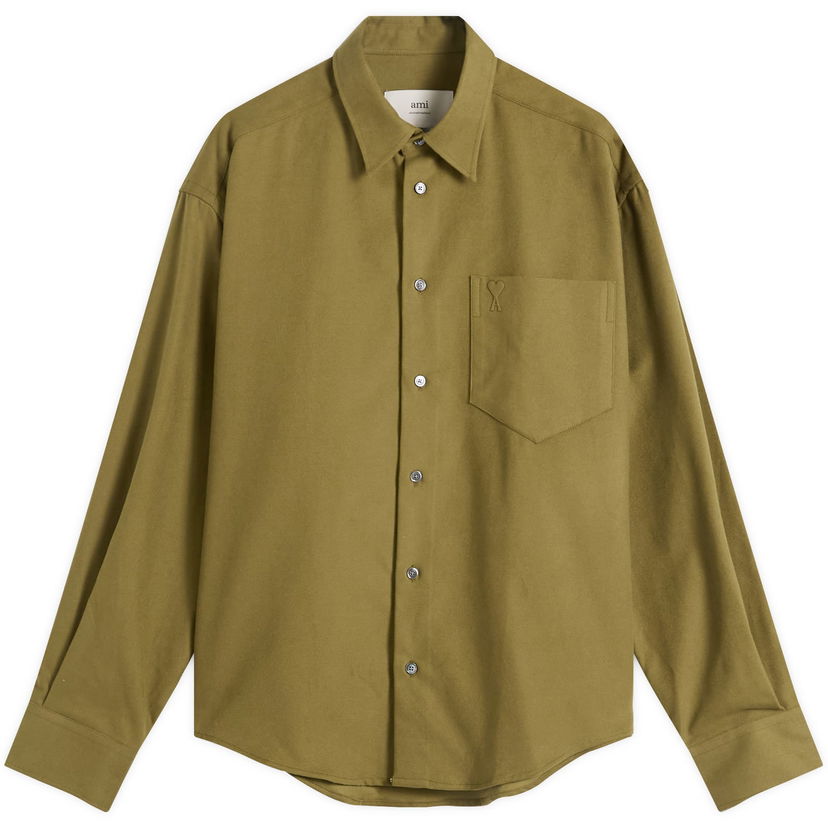 Paita AMI Brushed Cotton Oxford Boxy Shirt, Size Large Vihreä | H25USH766-CO0056-298H25