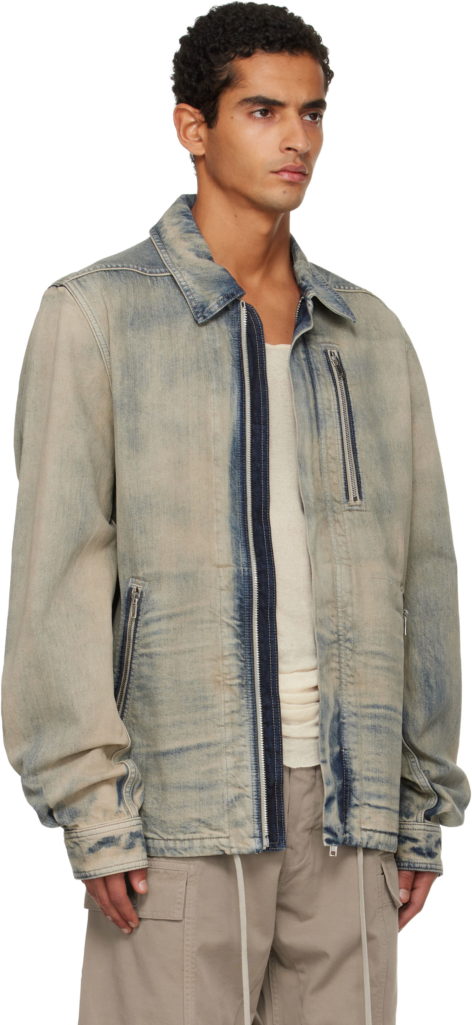 Takki Rick Owens DRKSHDW Concordians Concealed Zipfront Denim Jacket Sininen | DU02E7775 DMP, 1