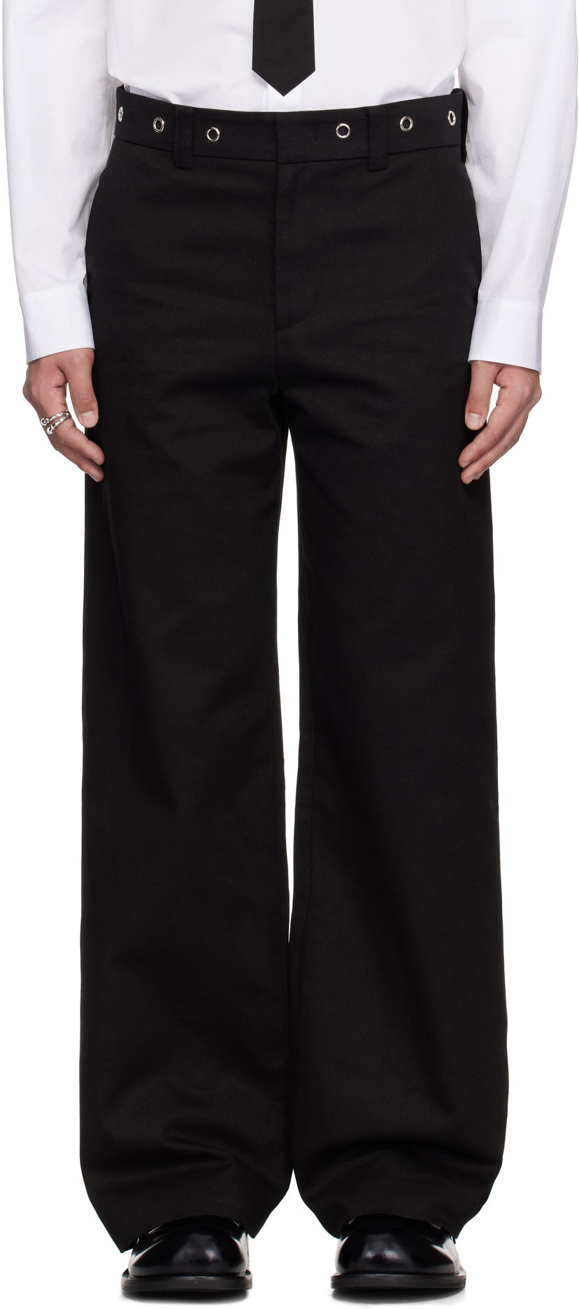 Housut We11done We11done Eyelet Detailed Trousers Musta | WD-PT0-25-269-M-BK