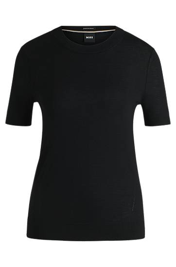 T-paita BOSS Merino Wool Knit T-Shirt Musta | 50492857