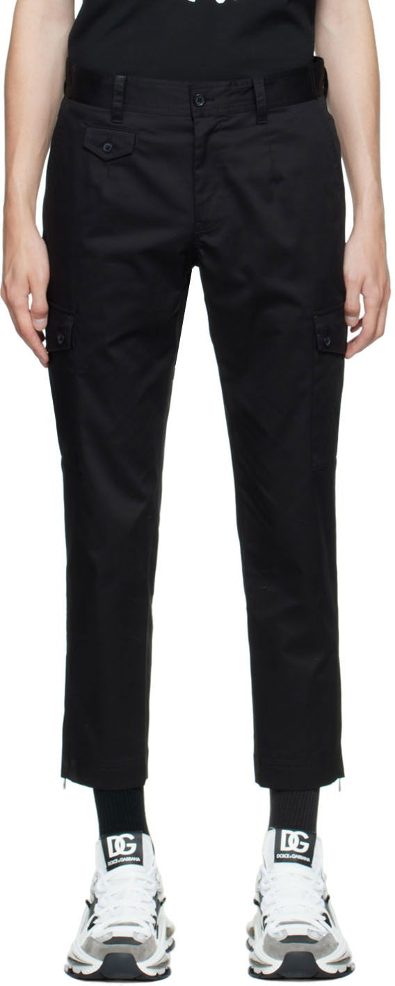 Cargo housut Dolce & Gabbana Black Cotton Cargo Pants Musta | GWR2ATGF093