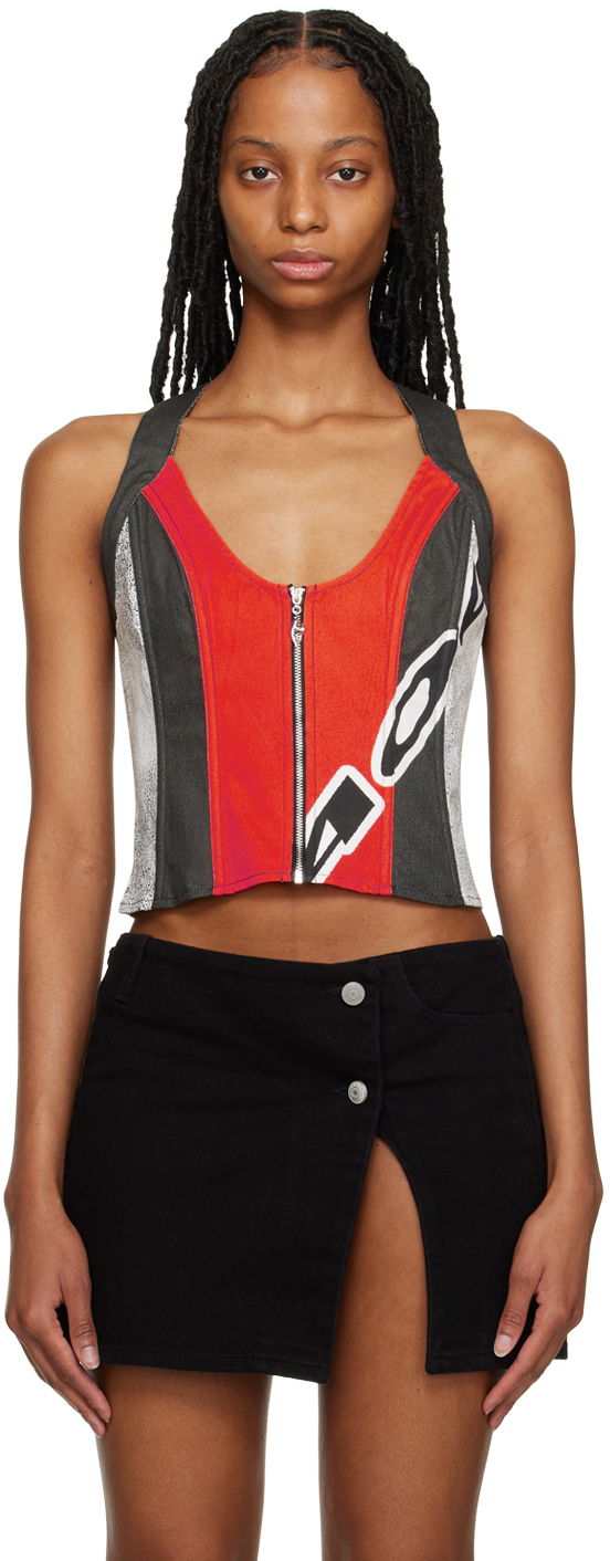 Tankkitoppi Miaou Miaou Valda Graphic Print Corset Top Punainen | 4014TKROM
