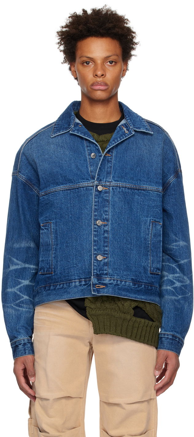 Takki We11done We11done Printed Denim Jacket Sininen | WD-DJ3-22-376-U-BL