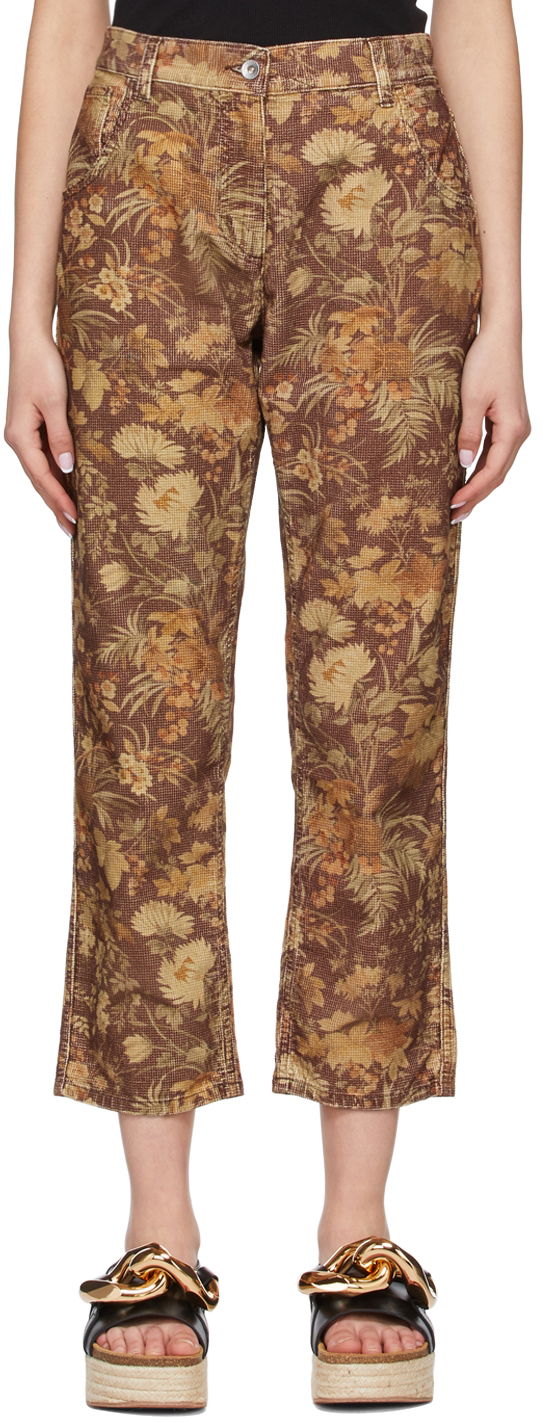 Housut YMC YMC Floral Print Straight-Leg Jeans Ruskea | Q4SAQ