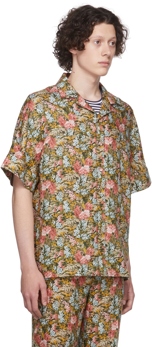 Paita Erdem Floral-Print Short Sleeve Shirt Vihreä | MV22_503MLFL PHILIP SHIRT, 1