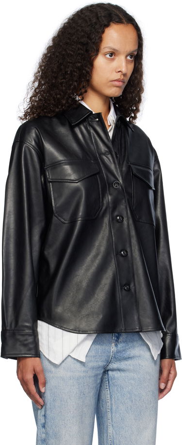 Paita rag & bone Rag & Bone Camilla Faux-Leather Shirt Musta | WCW24FA001GR01, 1