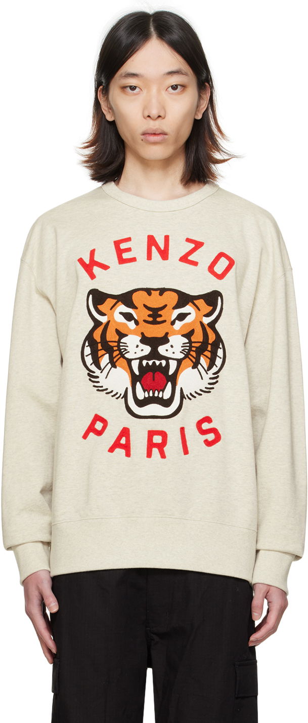 Huppari KENZO Paris Lucky Tiger Sweatshirt Beige | FE58SW0104MF