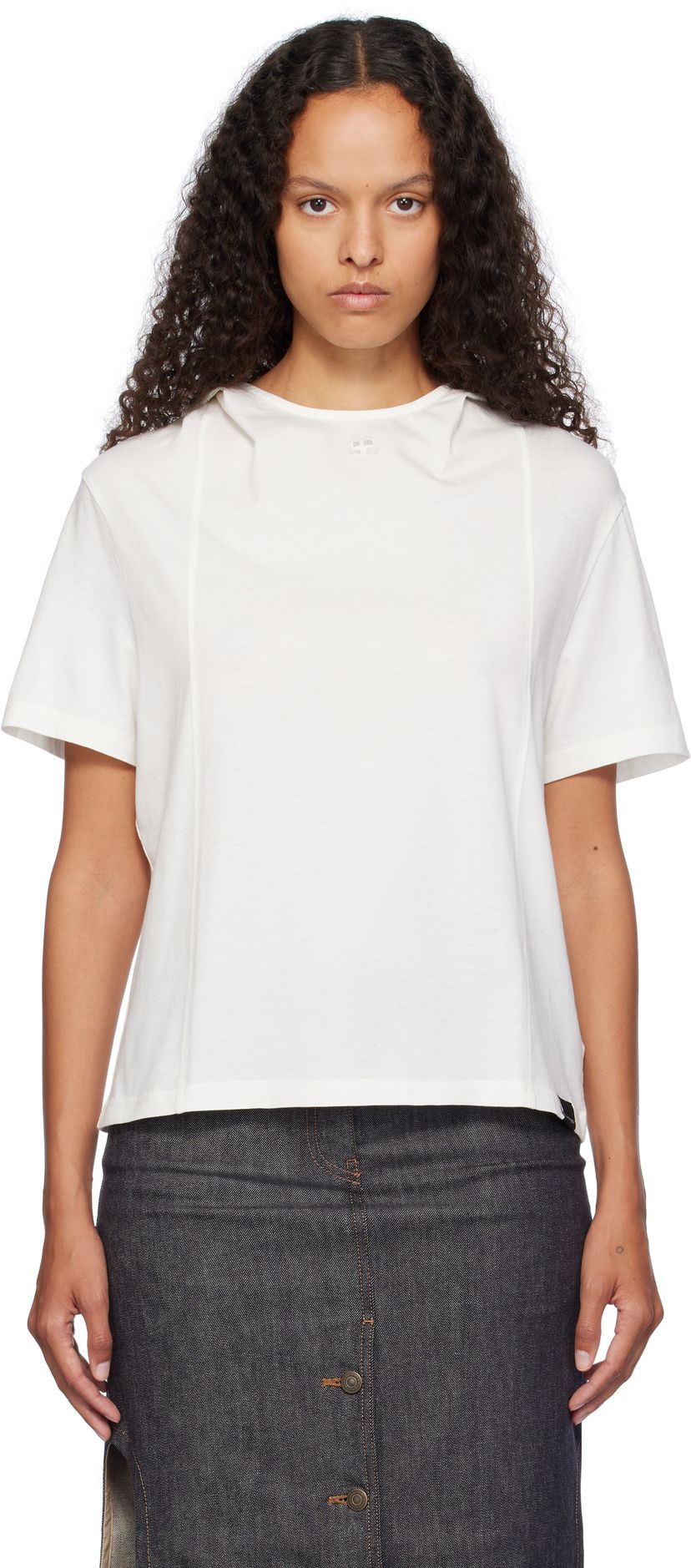 T-paita Courrèges Short Sleeve Cropped T-Shirt Valkoinen | 424JTS159JS0175