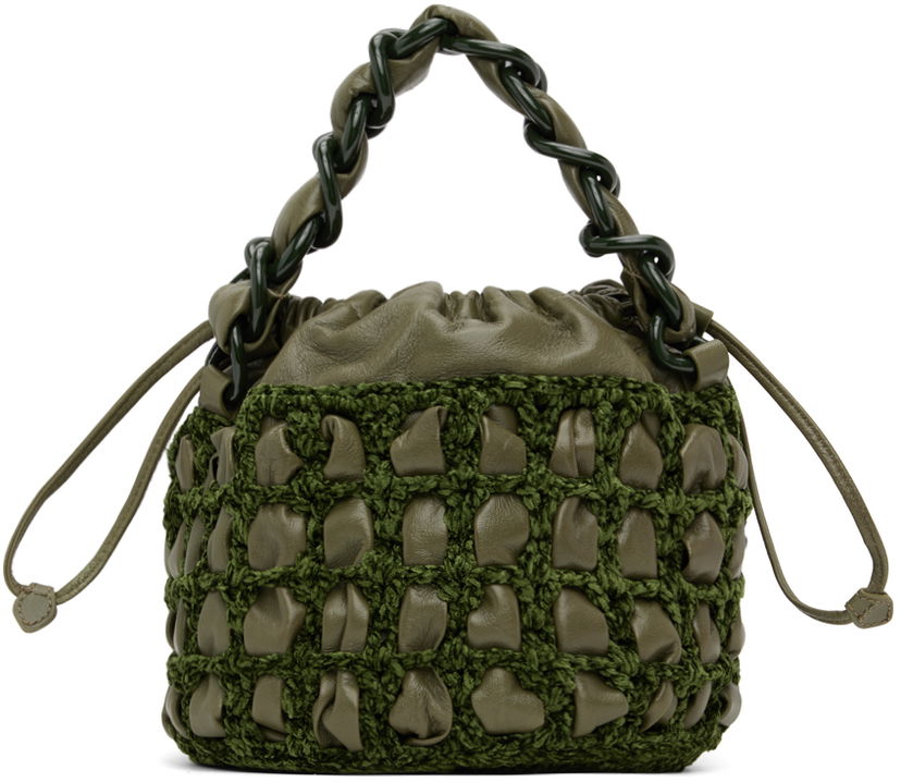 Käsilaukku BY FAR BY FAR Cass Crocheted Drawstring Bag Vihreä | 23CRCSACMLGCHLLSMA