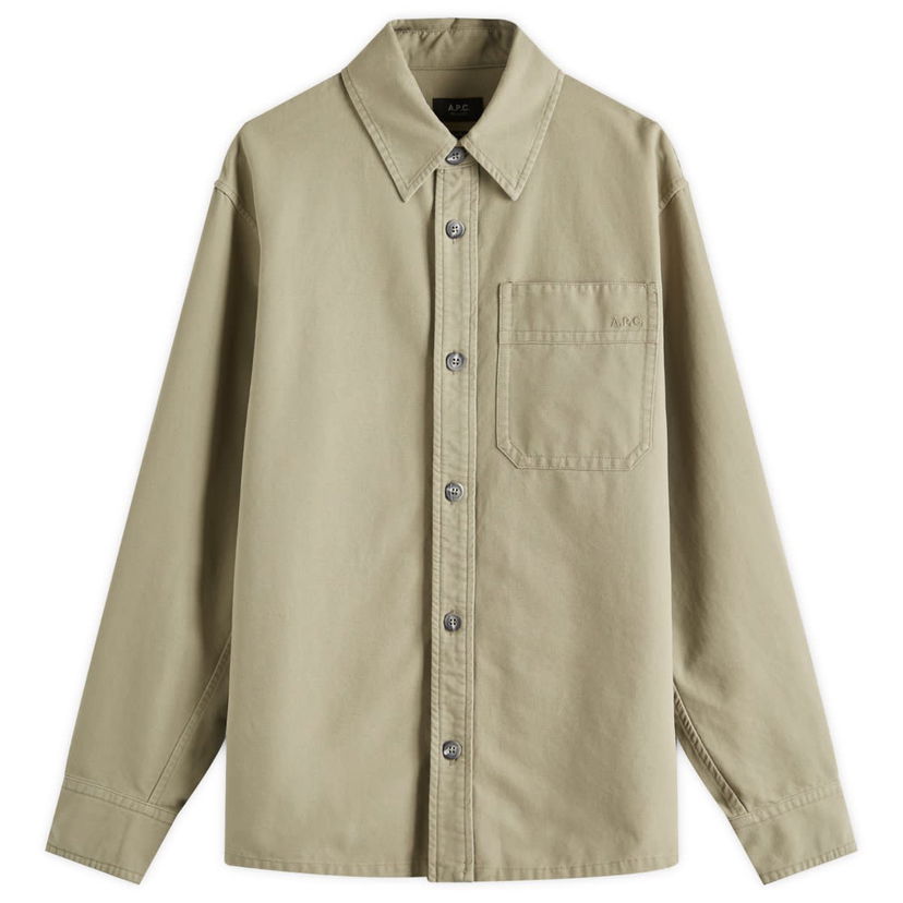 Paita A.P.C. A.P.C. Men's Basile Canvas Overshirt, Size Small Vihreä | COGBJ-H02918-KAE