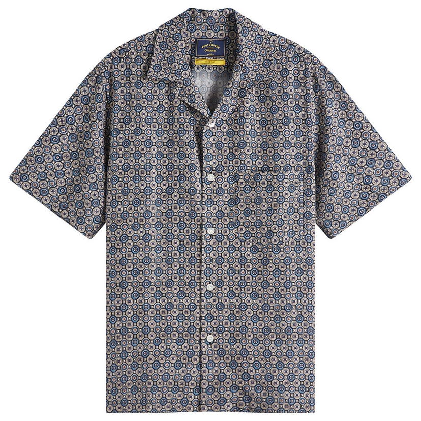 Paita Portuguese Flannel Conte Mini Tile Vacation Shirt, Size Large Sininen | SS25-018-BLU