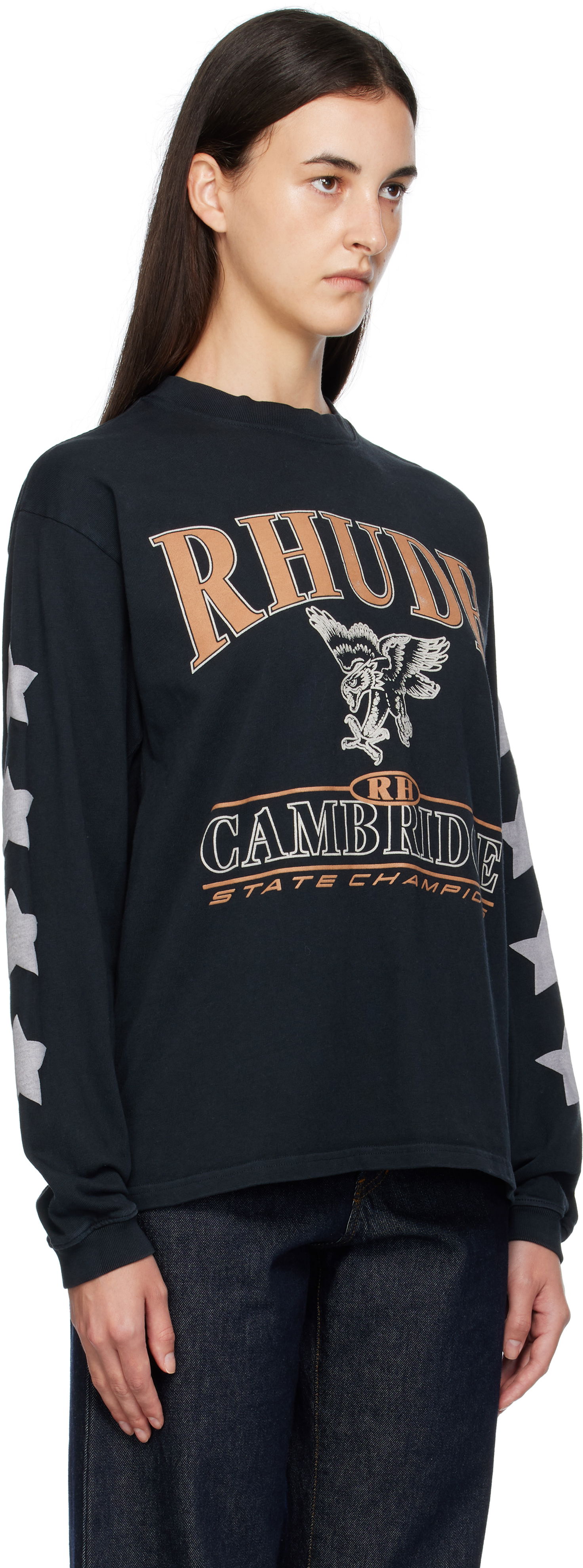 T-paita Rhude Rhude 'Cambridge State Champs' Long Sleeve T-Shirt Musta | RHPF25TT15012, 1