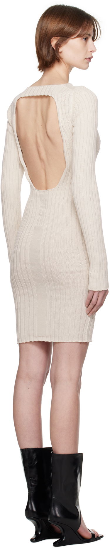 Mekko Rick Owens Rick Owens Hollywood Knit Mini Dress Beige | RP01E7651 KEC, 2