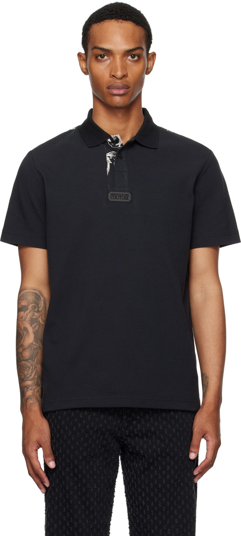 Poolopaita Versace Versace Jeans Couture Outline Barocco Polo Musta | E78GAG627_EJ0003