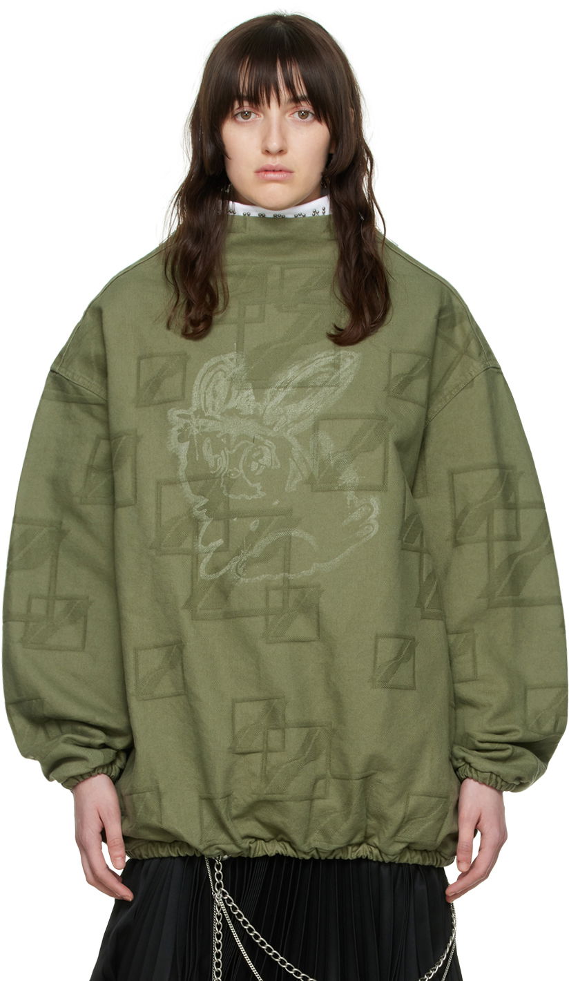 Villapaita We11done We11done Denim Mock Neck Blouse Vihreä | WD-BL1-22-114-U-KK, 0