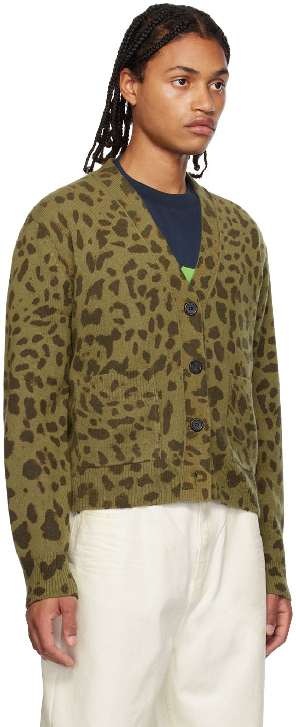 Villapaita We11done We11done Leopard Print Cardigan Vihreä | WD-KC3-23-622-U-KK, 1