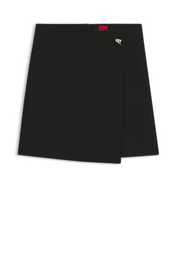 Hame BOSS Wrap-front Skirt with Knot Button Musta | 50547624
