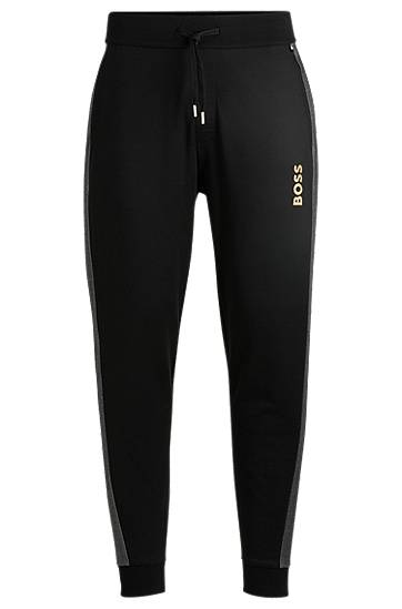 Verryttelyhousut BOSS BOSS Cotton-Blend Tracksuit Bottoms with Foil-Print Logo Musta | 50527552
