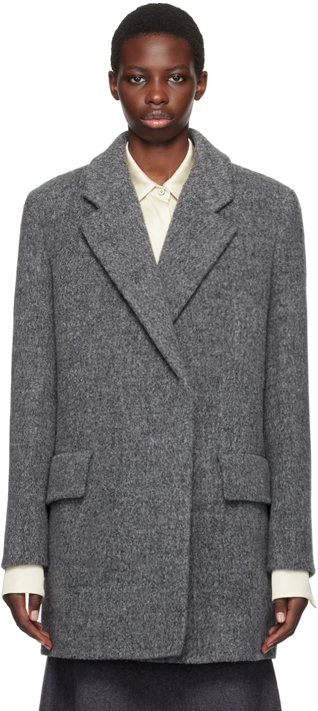 Takki Jil Sander Gray Double-Breasted Caban Jacket Harmaa | J02AA0172_J41387