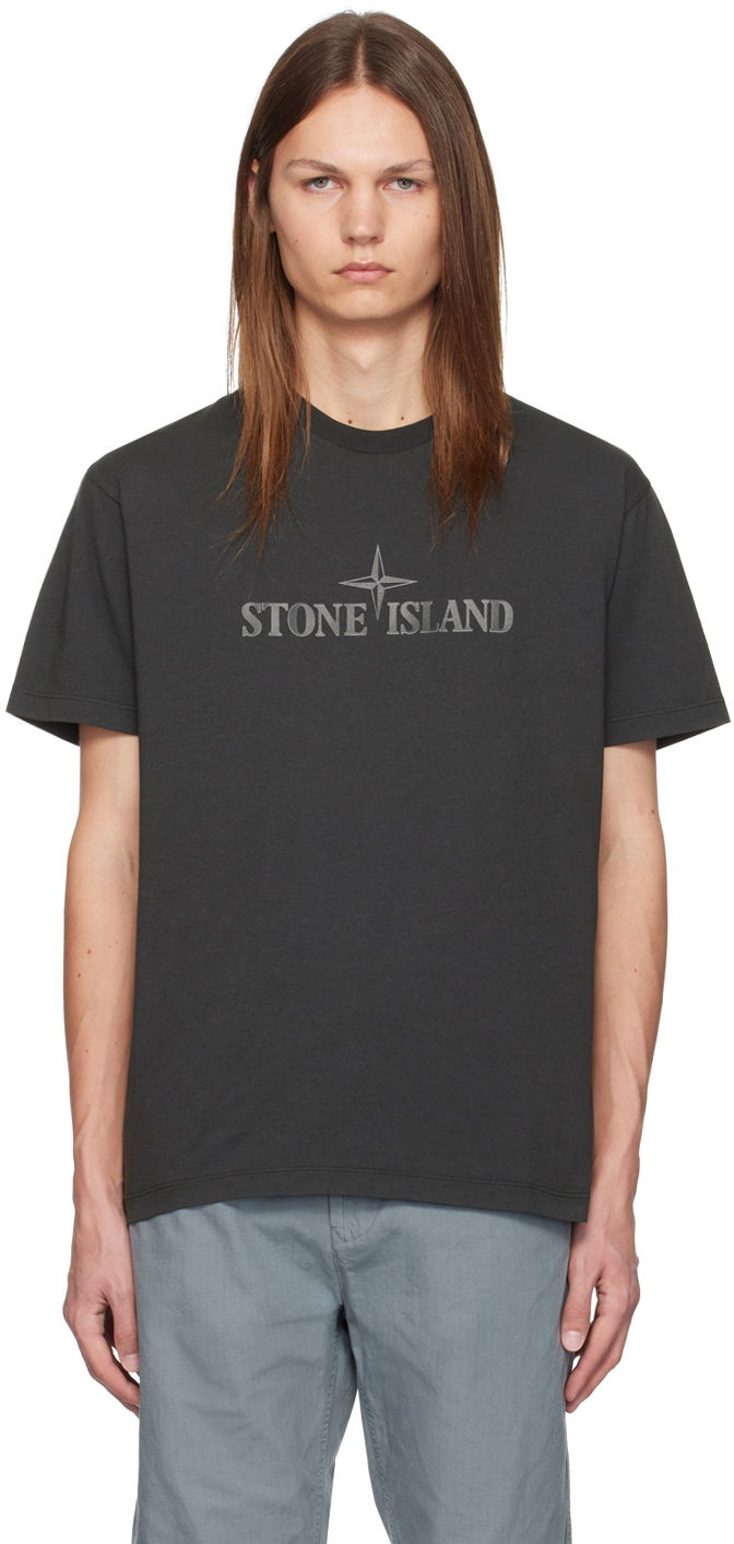 T-paita Stone Island Gray Bonded Logo T-Shirt Harmaa | 81152NS80