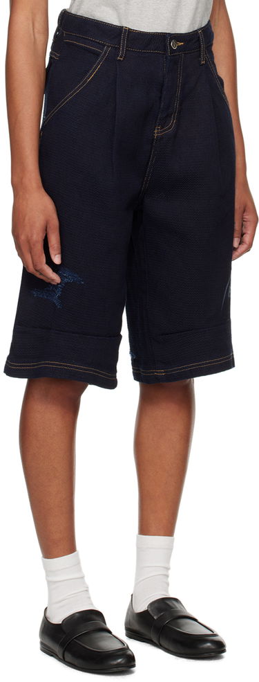 Shortsit ADER ERROR Printed Denim Shorts Tummansininen | BN01SSJE0203BL, 1