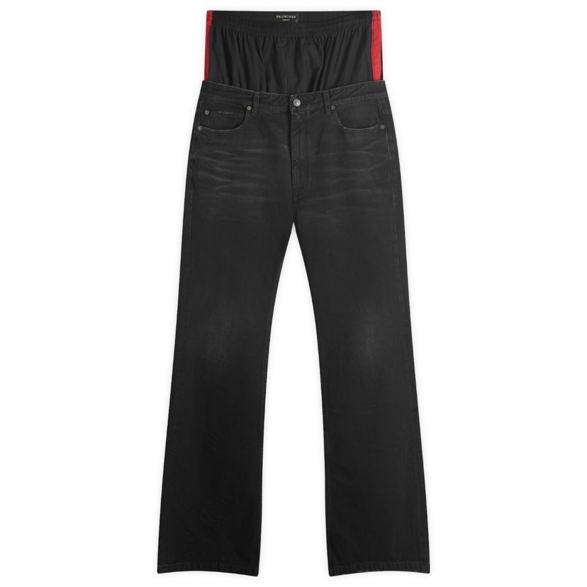 Jeans Balenciaga Balenciaga Layered Denim Jeans, Size Large Musta | 814224-TRW58-6412