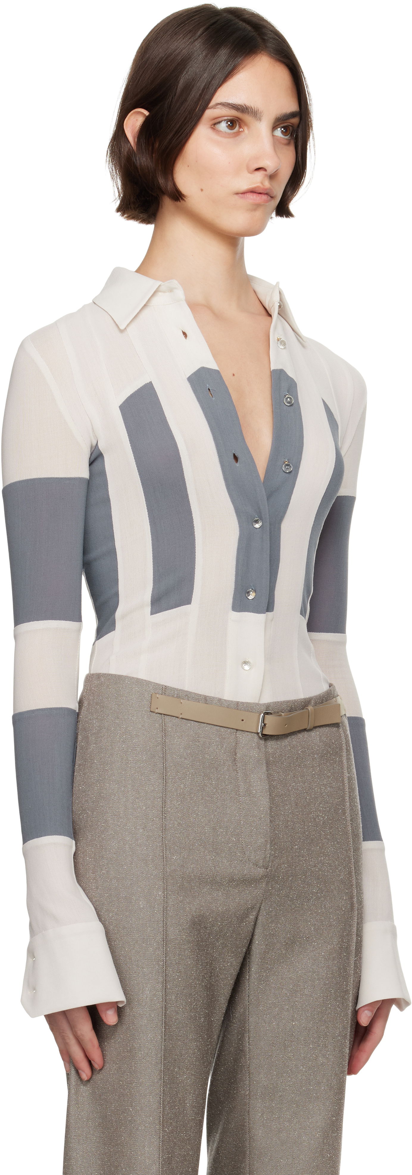 Paita Tory Burch Tory Burch Wool Button Down Shirt Harmaa | 173622-034, 1